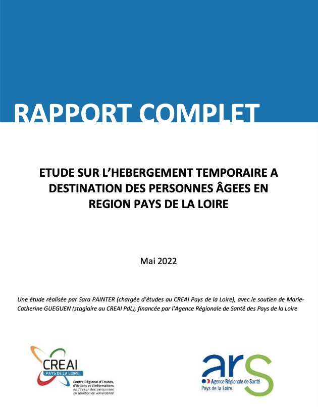 Etude sur l'hébergement temporaire à destination des personnes âgées en région Pays de la Loire (mai 2022)