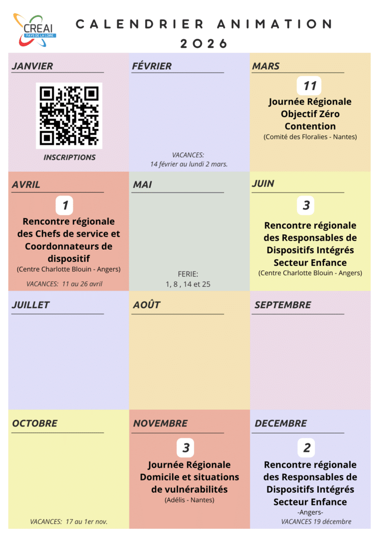 Calendrier animation 2026